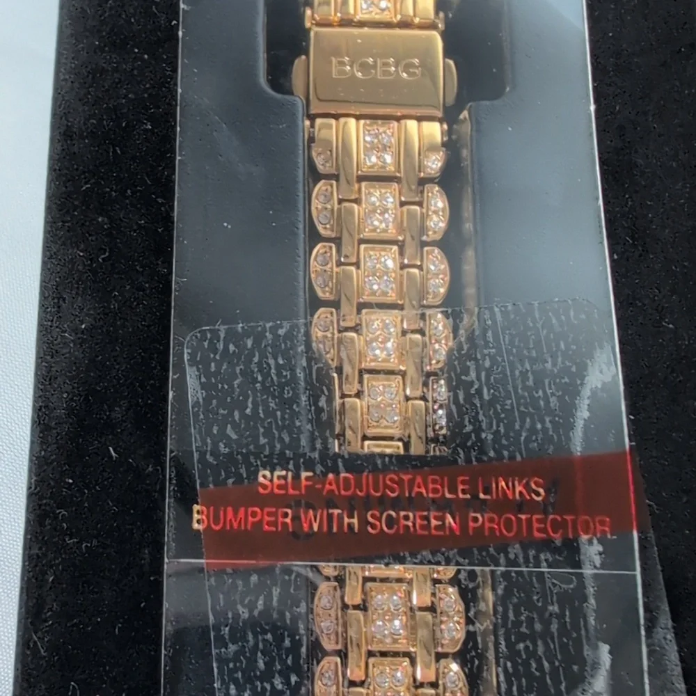 BCBG Gold Tone & Crystal Apple Watch Band Adjustable 38/40/41 MM